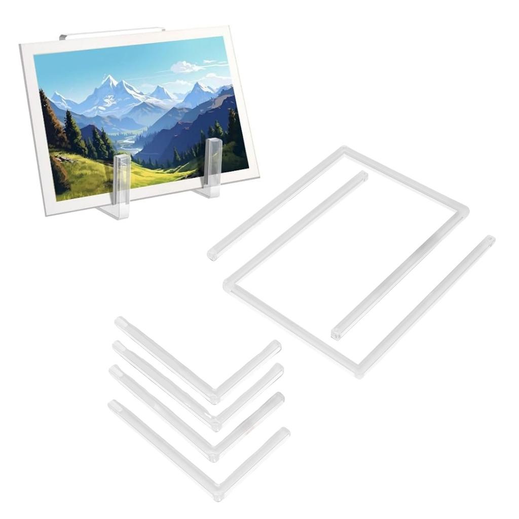 2Pcs Photo Frame Stand Clear Acrylic Table Display Holder Decorative Table Top Easel for Picture Book Platter