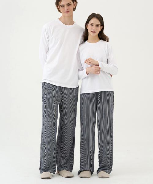 

[Dossy] Шелковые удобные чистые брюки-пижама длиной 9/10 для пары [Отправка из Кореи] 100% Оригинал Black M