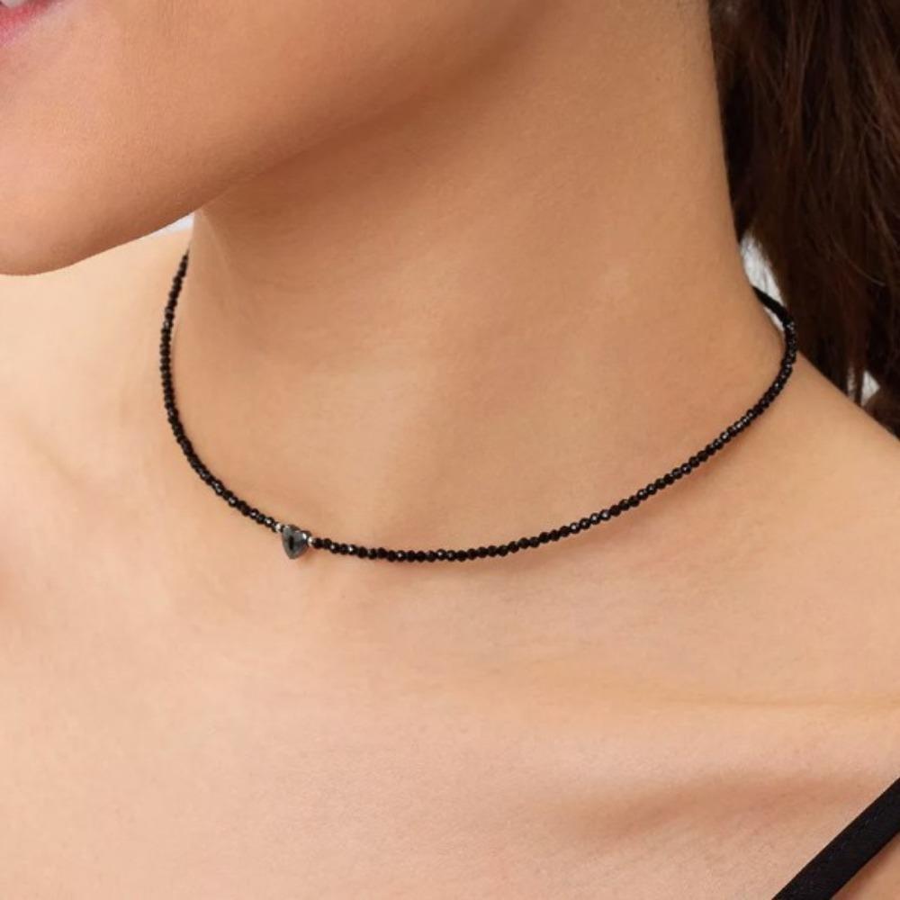 Gioielli Vetro di Cristallo Perline di Riso Pietra Nera Collana Catena Clavicola Vento Semplice Collana Femminile