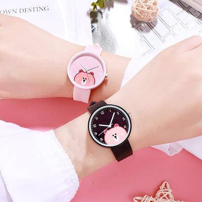 Kids Watches Boys Girls Cute Cartoon Bear Silicone Children"s Watch Women Ladies Quartz Wristwatches Gifts Clock