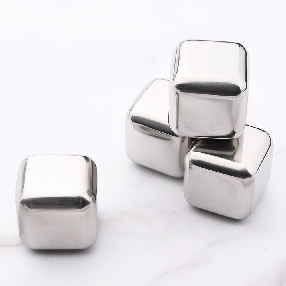 Edelstahl-Eiswürfel-Set, Whiskey-Steine, Kühler, Wein, glatte Kühlsteine, wiederverwendbar, lebensmittelecht, zum Trinken von Eiswürfeln, Bar-Party