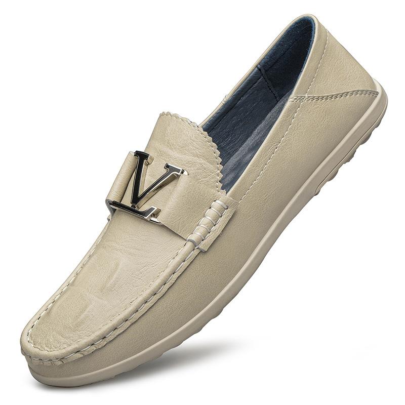 

Туфли Doudou мужские на мягкой подошве, туфли из коровьей кожи мужские на одной педали с круглым носком, универсальные повседневные туфли из мягкой кожи 45