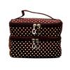 Women Girls Cosmetic Bag Makeup Case Double Layer Dot with Mirror Toiletry Bag Organizer Pouch Case Handbag