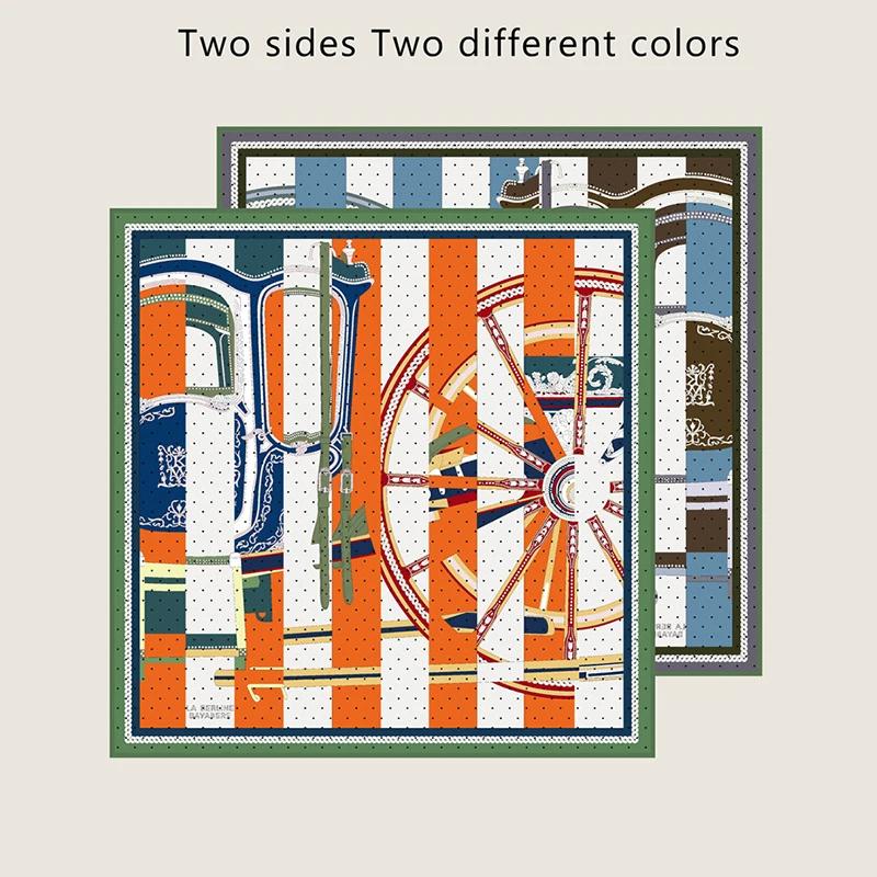 luxurious Brand Two-sided Twill Women Scarf Sunscreen Foulard Shawl Hijab Female Hair Hijab Wraps Neckerchief Bandanda Echarpe