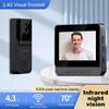 Wireless Doorbell 2.4G Wi-Fi Smart Video Doorbell 4.3Inch IPS Display Video Intercom Doorbell 2 Way Audio Infrared Night Vision