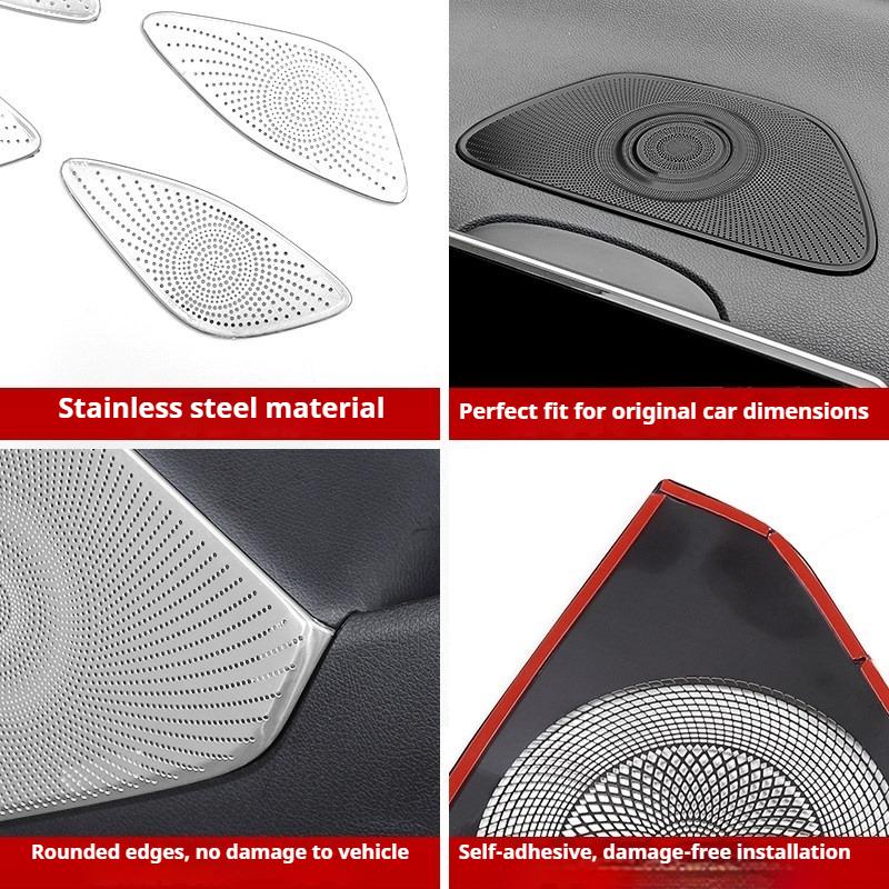 For BYD Sealion 5 Song Pro DM-i Door Speaker Cover Stainless Steel Audio Trim Ring Glossy Black Interior Accessories