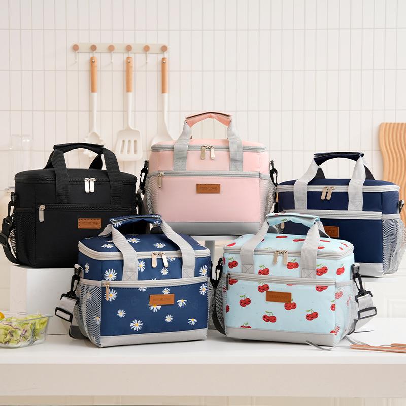Borsa Termica Pranzo Doppio Scomparto Grande Capacità Portatile A Mano A Spalla Borsa Frigo per Lavoro Scuola Picnic