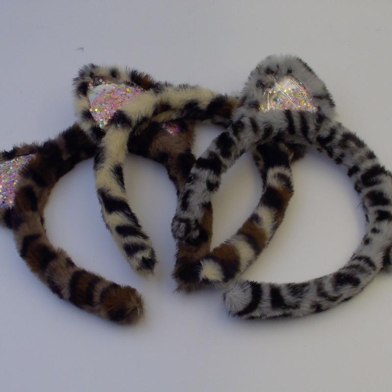 Leopards Print Hair Hoop Cats Ears Shape Headbands Halloween Cosplay Headpiece for Halloween Cosplay