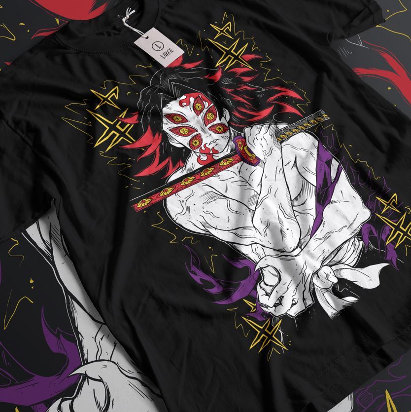 

Kokushibo T-Shirt Demon Slayer Kimetsu No Yaiba Anime Manga Black Shirt All Size L