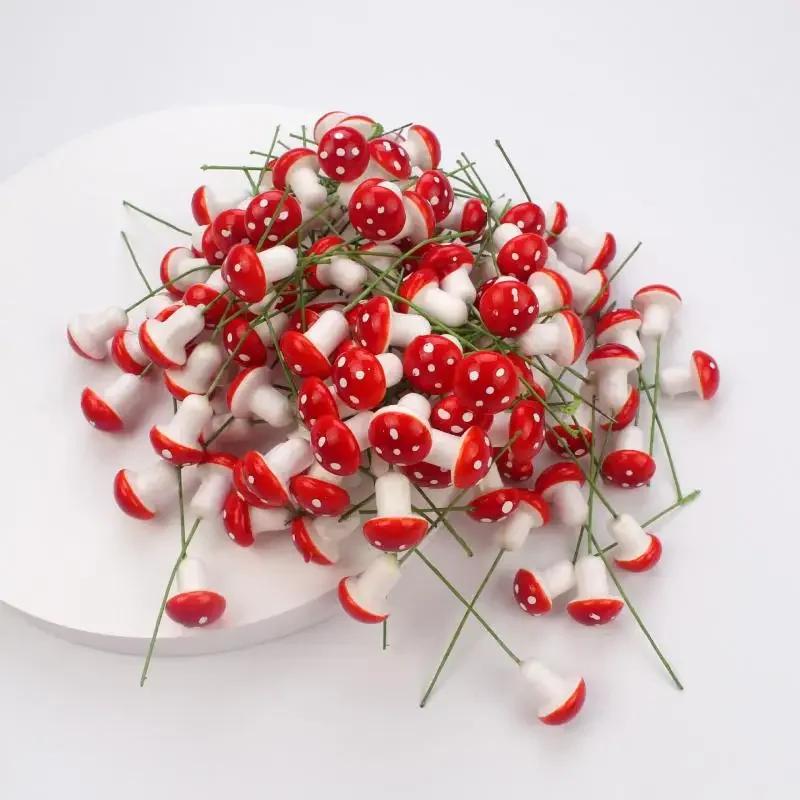Artificial Mini Mushroom DIY Craft Garden Ornament Artificial Foam Potted Plants Decor Red Mushroom Micro Landscape Pots Decor