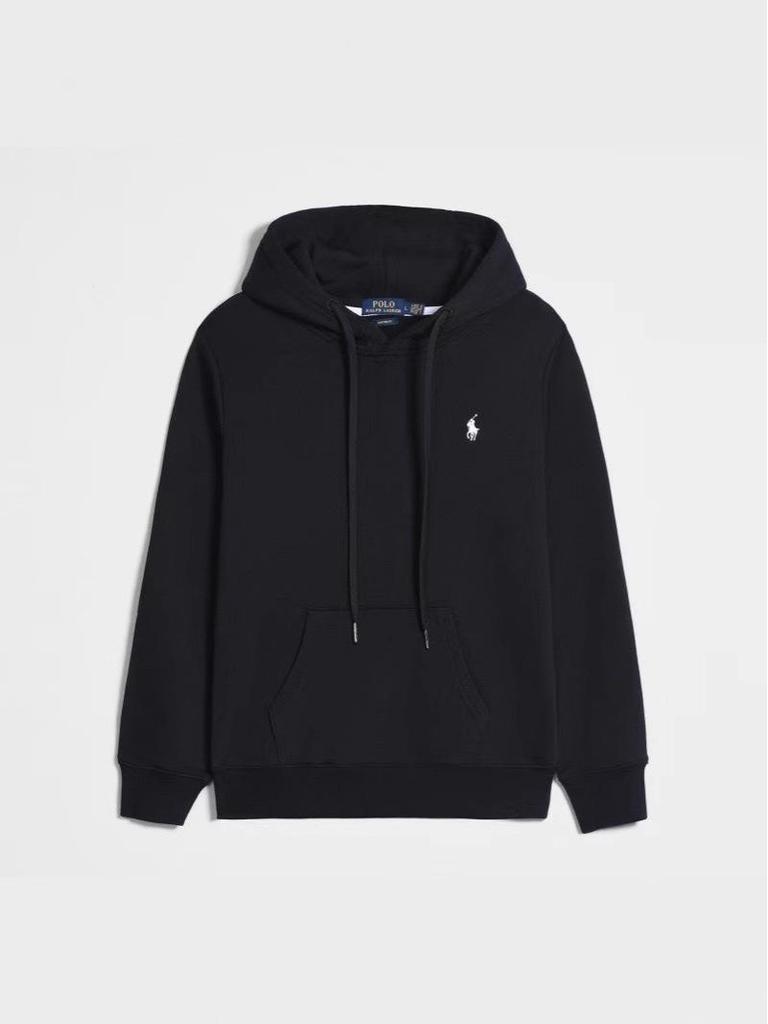 סווטשירט קרדיגן קפוצ'ון כבד לגברים עם רוכסן וסוס רקום - לבוש קז'ואל לאביב/סתיו