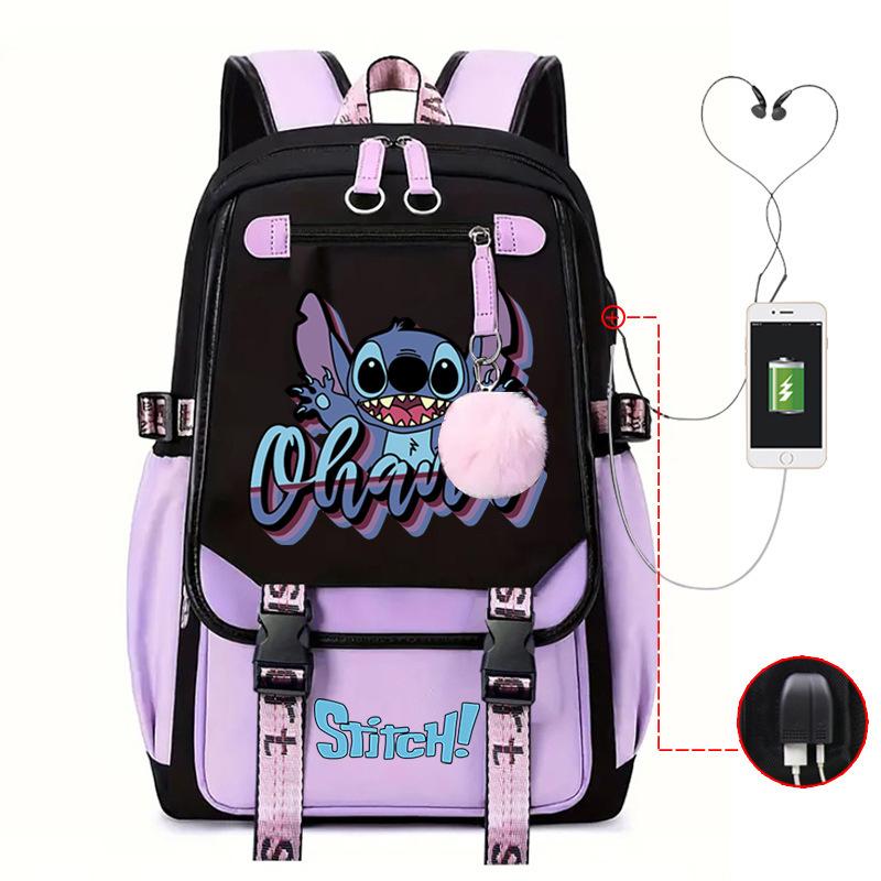 Cartoon Schoolbag Junior High School Student High School Student With Usb Multi-Function Student Schoolbag