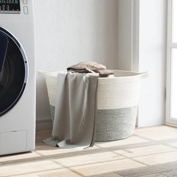 VidaXL Laundry Basket, Hamper with Handles, Laundry Chest with Storage, Bathroom Organizer, Grey 358474