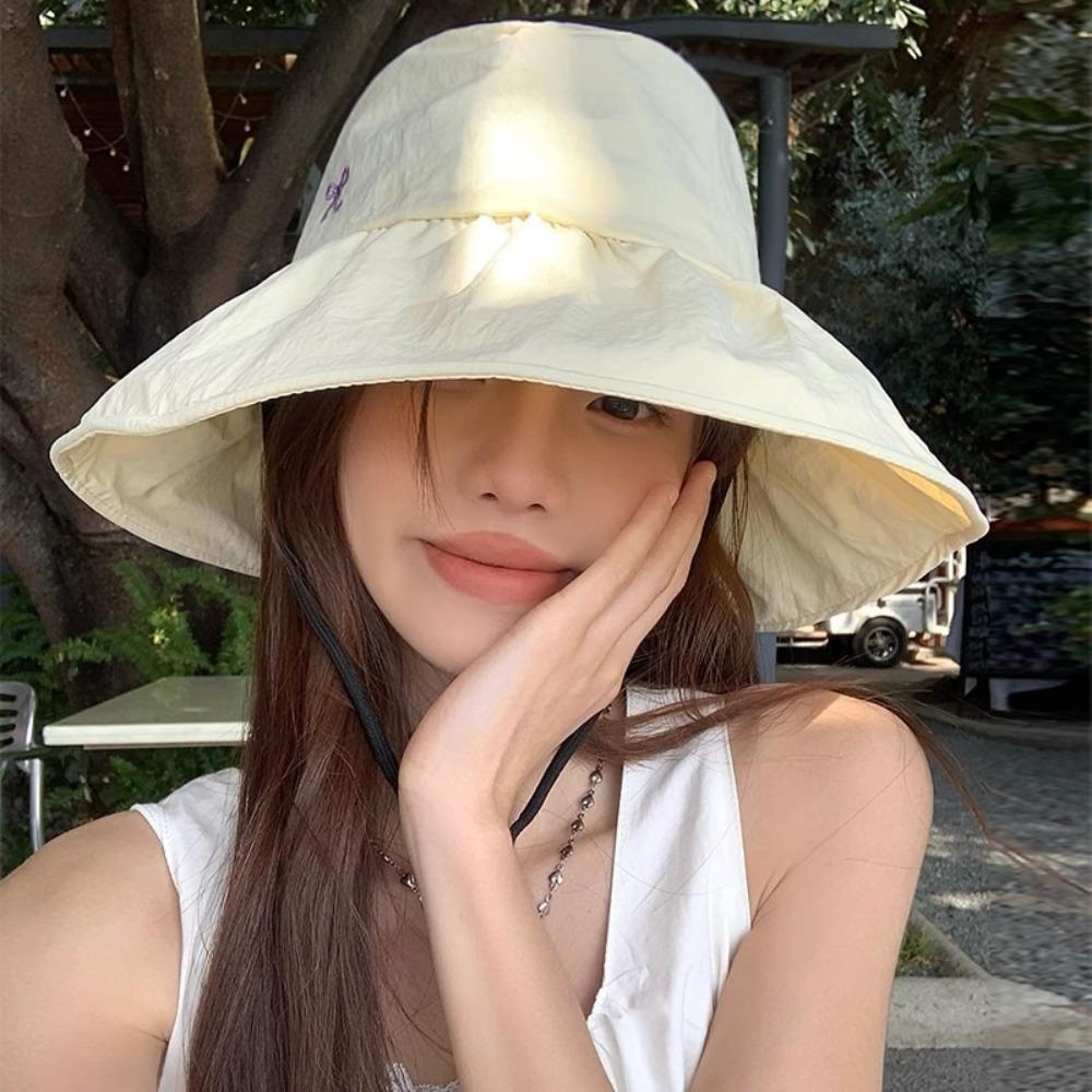 Quick Dry Fisherman Hat Korean Women's Sun Hat Casual Bow Bucket Hat  for Girls