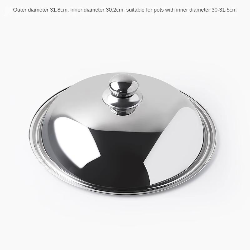 Stainless Steel Old Iron Pot Cover, Thickening Wok, Universal Pot Cover, Kitchen Tools with a Smooth Handle, Modern Household