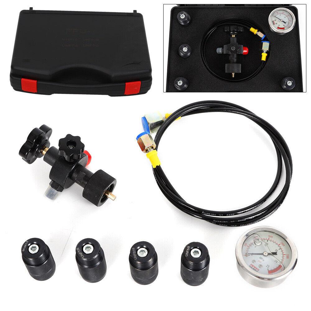 Kit di Riempimento Carica Azoto per Accumulatore Idraulico 3500PSI Kit di Test Valvola Gas nero