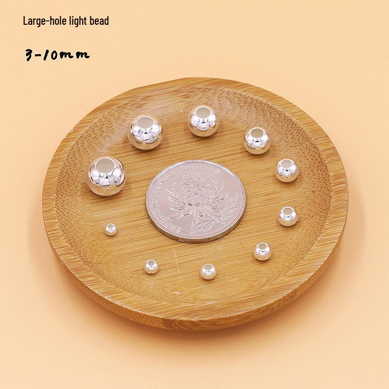 

Крупнодырочные бусины-светлячки из стерлингового серебра 925 пробы, круглые разделительные бусины для браслетов DIY 3mm
