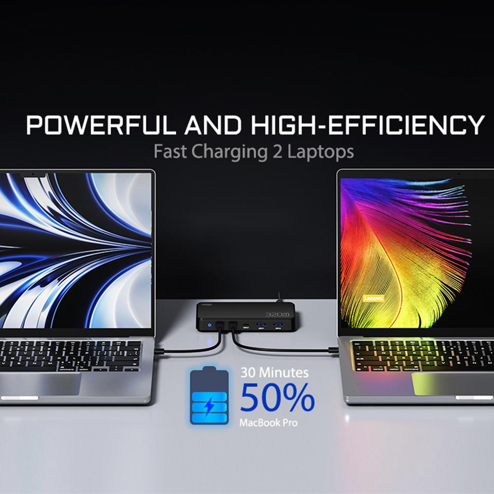 120W PD3.0 GaN USB-C Charger Station for Cellphones, 5-port Fast Charging Hub, Smart Multiple Adapter Device for Iphone Ect