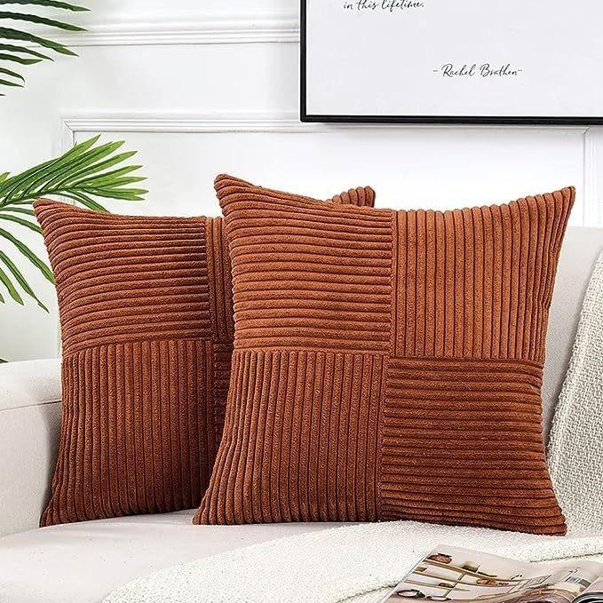 Simple Style Polyester Cushion Cover Stripe Pillow Cover White Beige Pink Solid Color Pillowcase for Sofa Living Room Home Decor