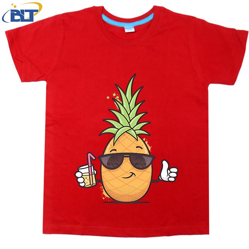 Cool Pineapple print kids Tshirt summer childrens cotton shortsleeved casual tops for boys and girls 100
