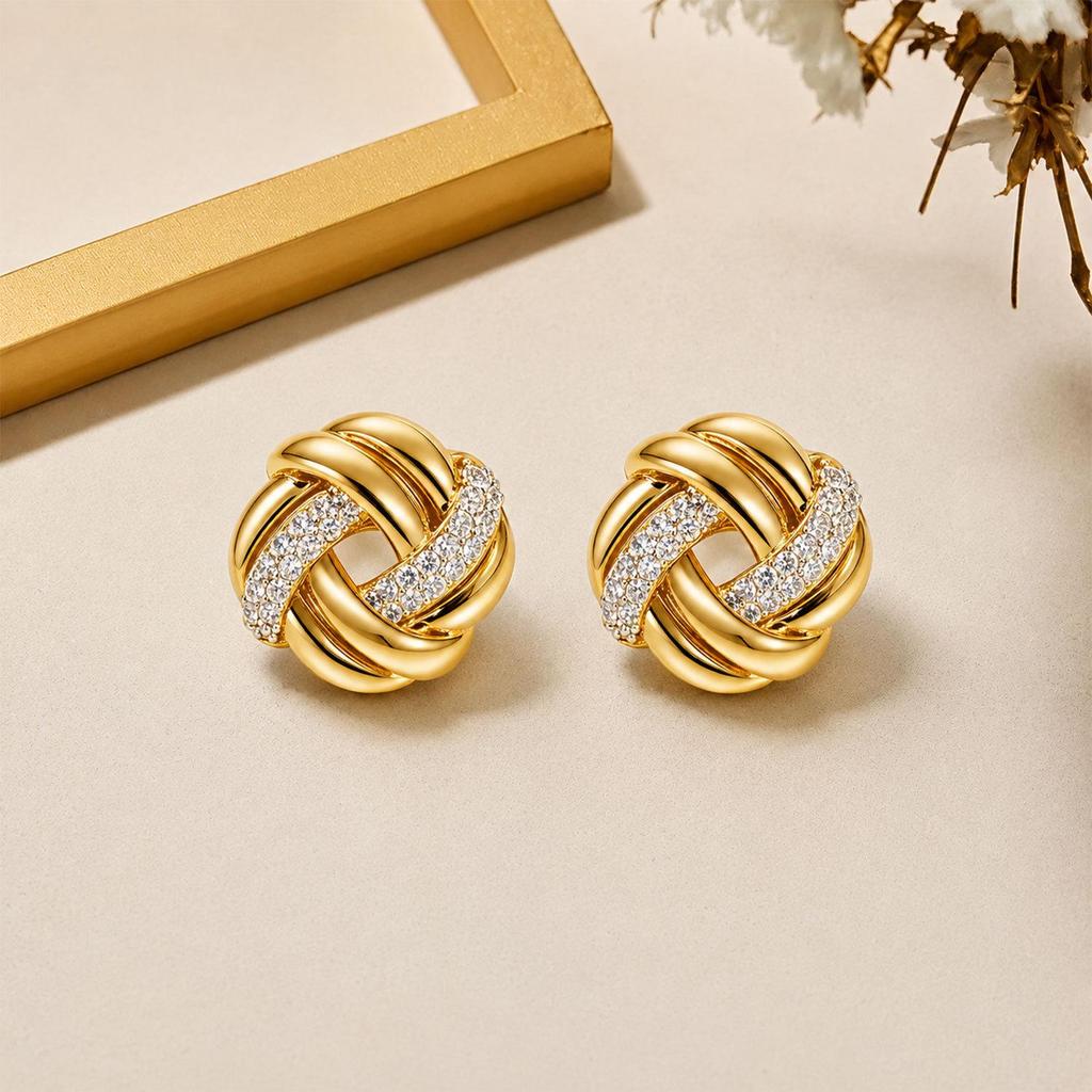 Gold-Plated Geometric Stud Earrings: High-End European & American Style, Personalized Fashion for Beach Vacations
