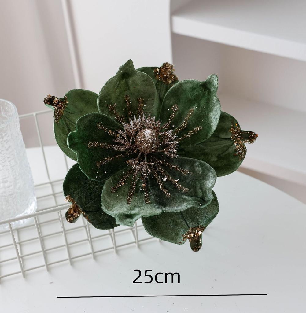 Christmas flower gold simulation Christmas tree decoration flower 20cm sequined flannel home decoration