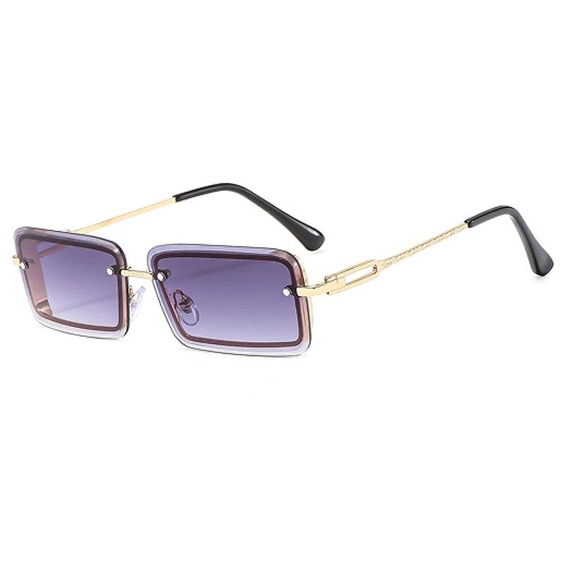 New Stylish Small Square Metallic Gradient Sunglasses For Men Women UV400 Protection Classic Design