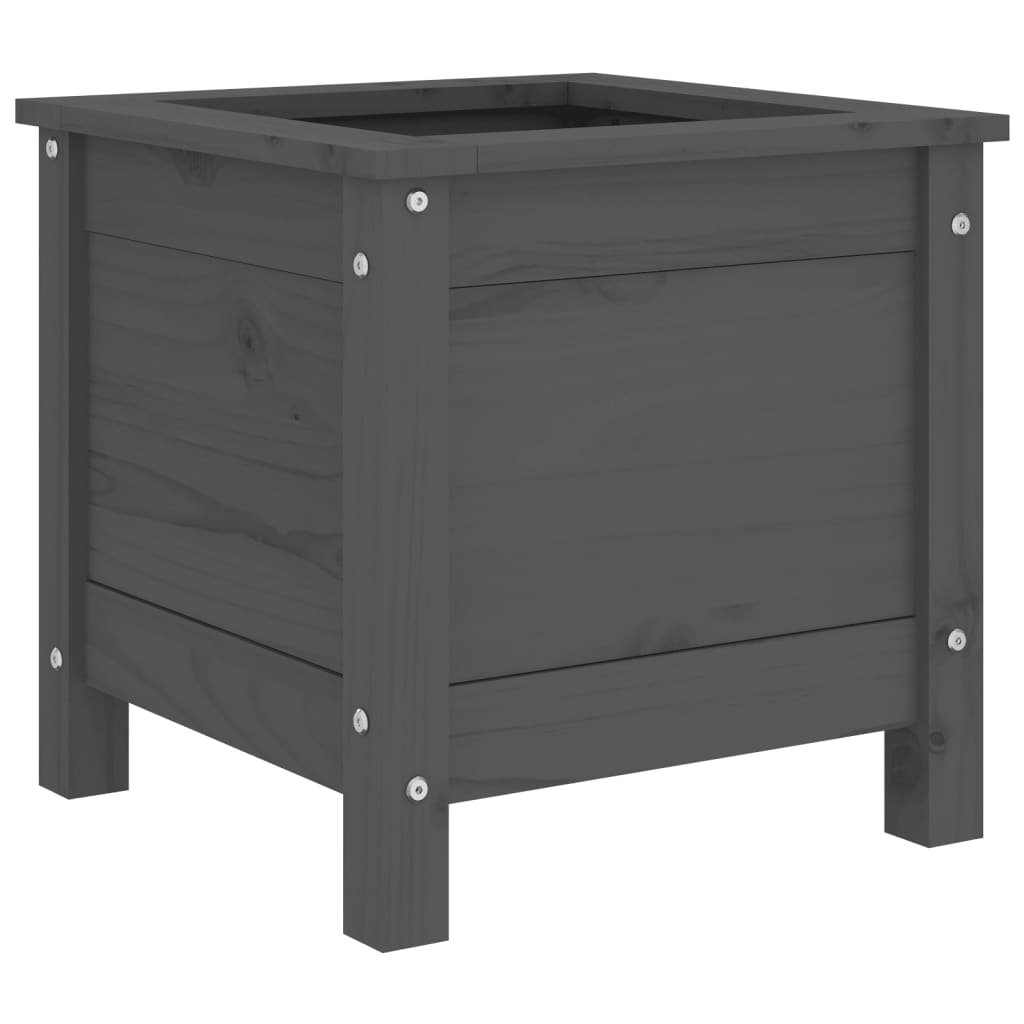Plant Pot Gray 40x40x39 Cm Solid Pine Wood