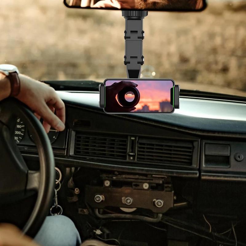 1PC Car Rearview Mirror Phone Holder Black