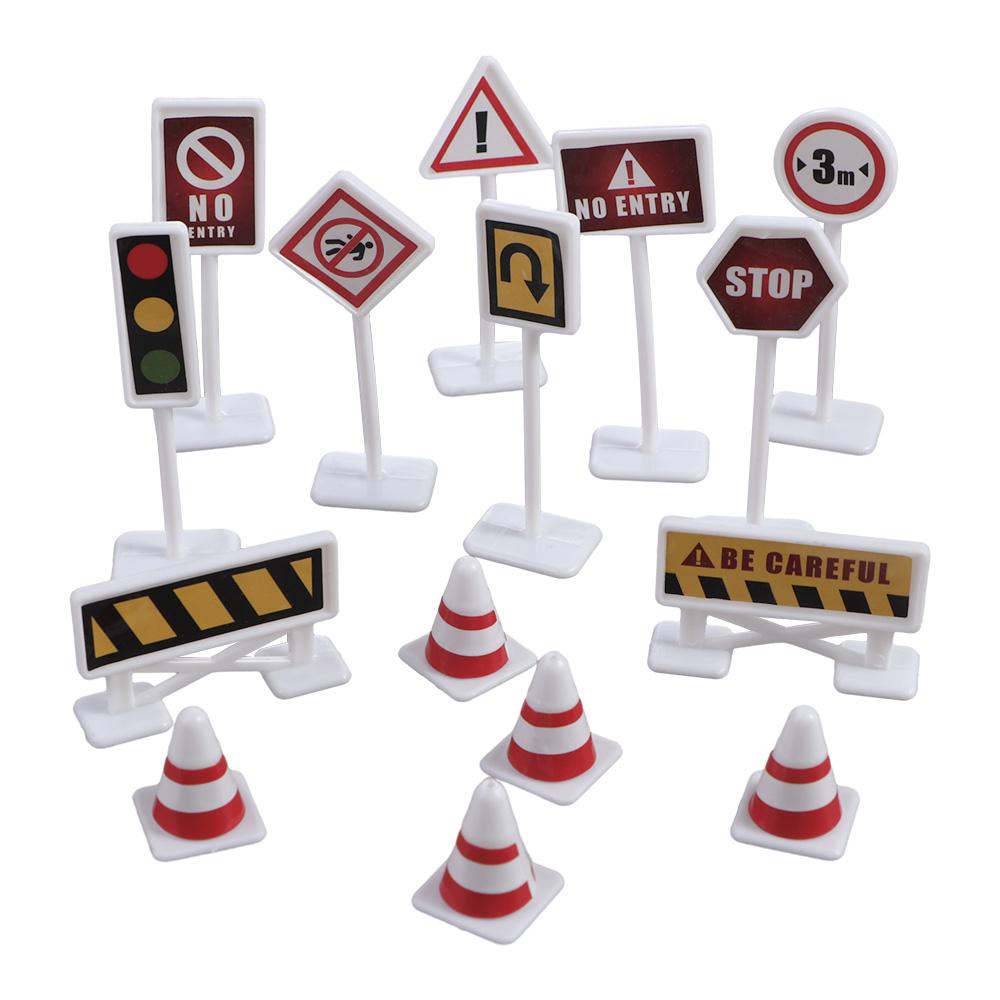 15Pcs/Set City Traffic Mini Traffic Signs Model Toy Road Block    Birthday Gifts