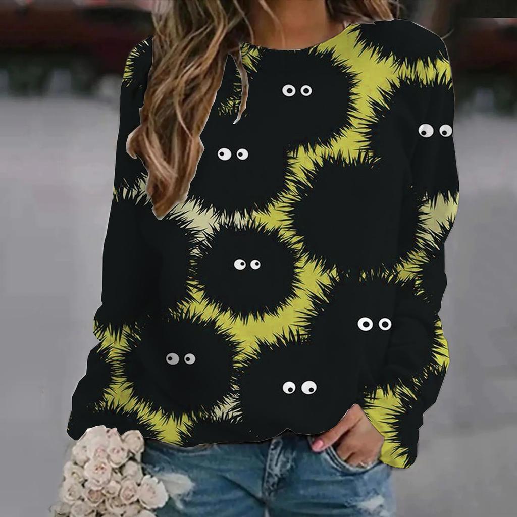 2024 Autumn/Winter Halloween Shoulder  Fashion Women's Long Sleeve T-shirt Hot Trendy Fashion Top