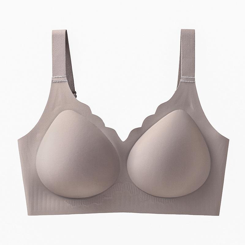 Sexy Bra Women's Wavy Neck Large Size Bra Breathable Fixed Cup One-piece Underwear Push Up Bra