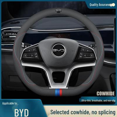 Echte Lederlenkradabdeckung für BYD Tang, Song Pro, Qin Plus, Han EV, Seagull, Seal, Destroyer 05.