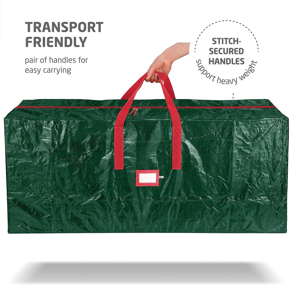 Storage Bag for 9 Ft Artificial Christmas Trees - Plastic, Waterproof - Strong Handles, Labeling Card Slot