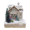 ABBY-Christmas Scene Village Town Winter Snow Village LED Light Decoration Gift Holiday Desktop Decoration