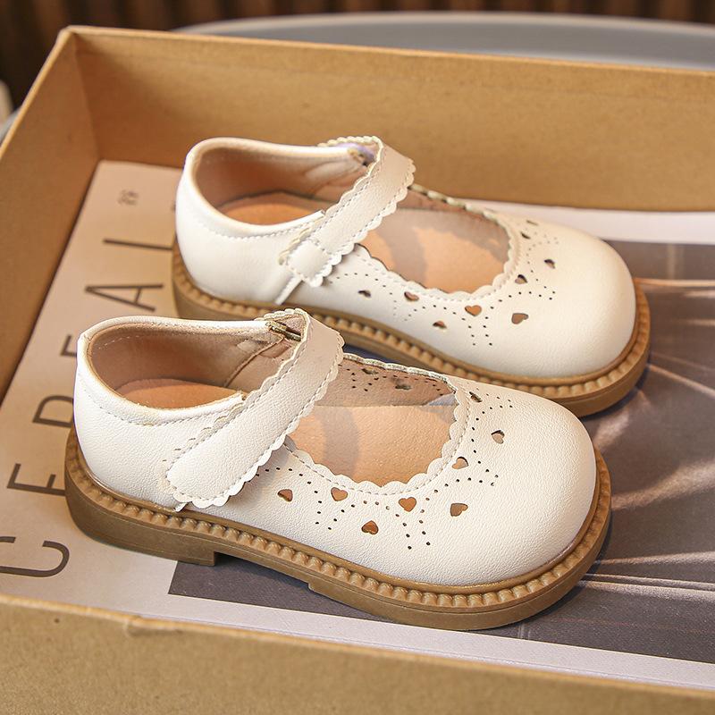 Girls Shoes Princess Shoes 2025 Spring and Autumn New Soft-soled Little Girl Single Shoes Hollow Leather Shoes Small Medium and Large Children's Shoes