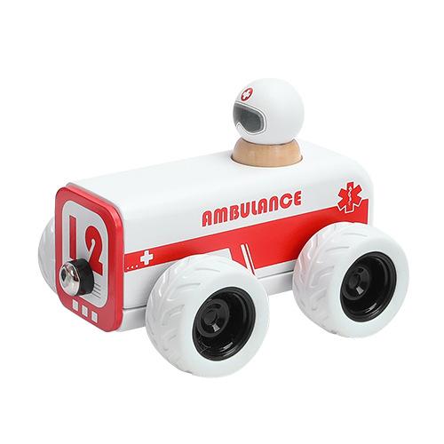 

Enjoyable Children s Car Toy Boys Girls Puzzle Custom Wooden Police Car Ambulance Inertia Pull-back Car Present Vehicle