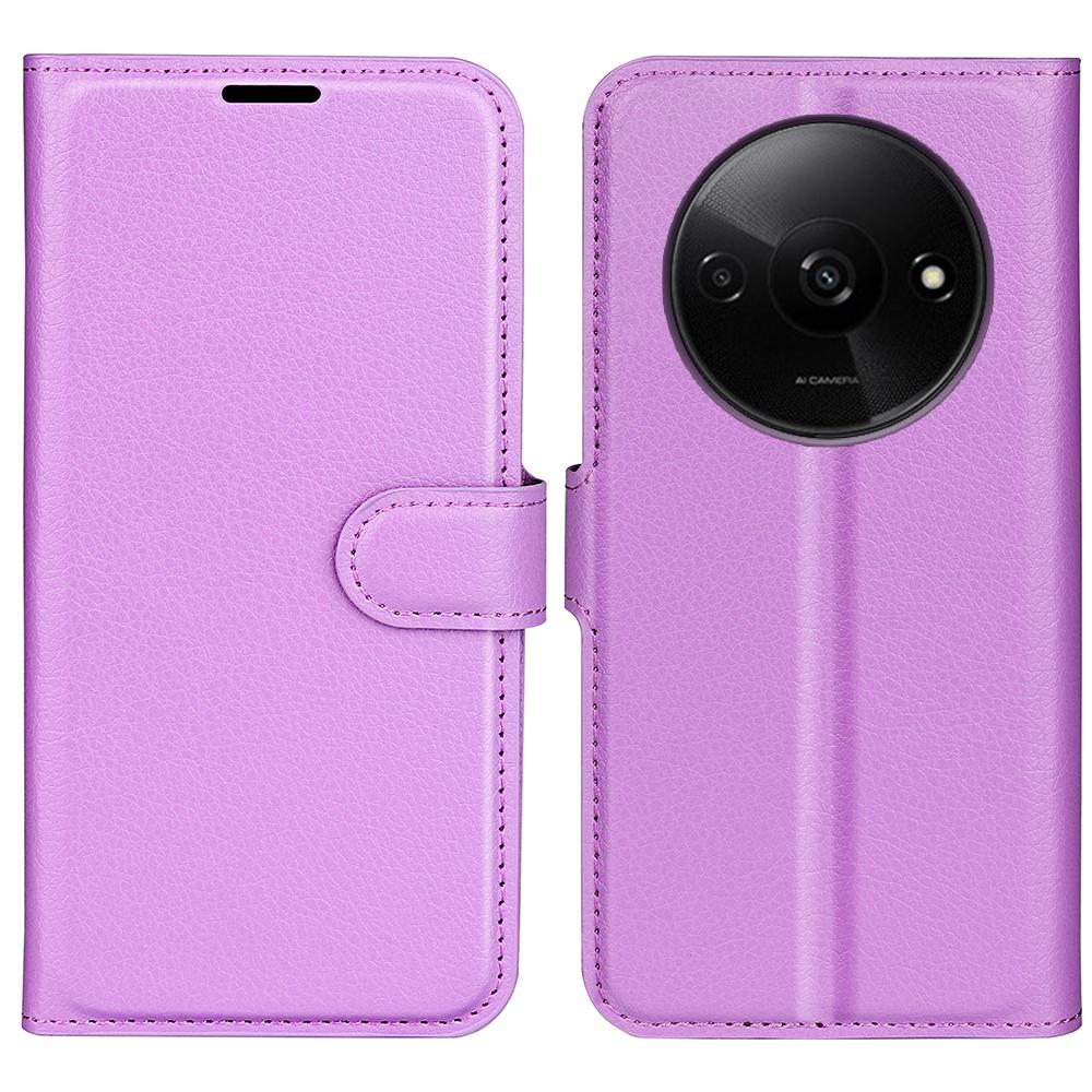 For Xiaomi Redmi A3 4G/Poco C61 4G Case Litchi Texture PU Leather Folding Stand Phone Cover