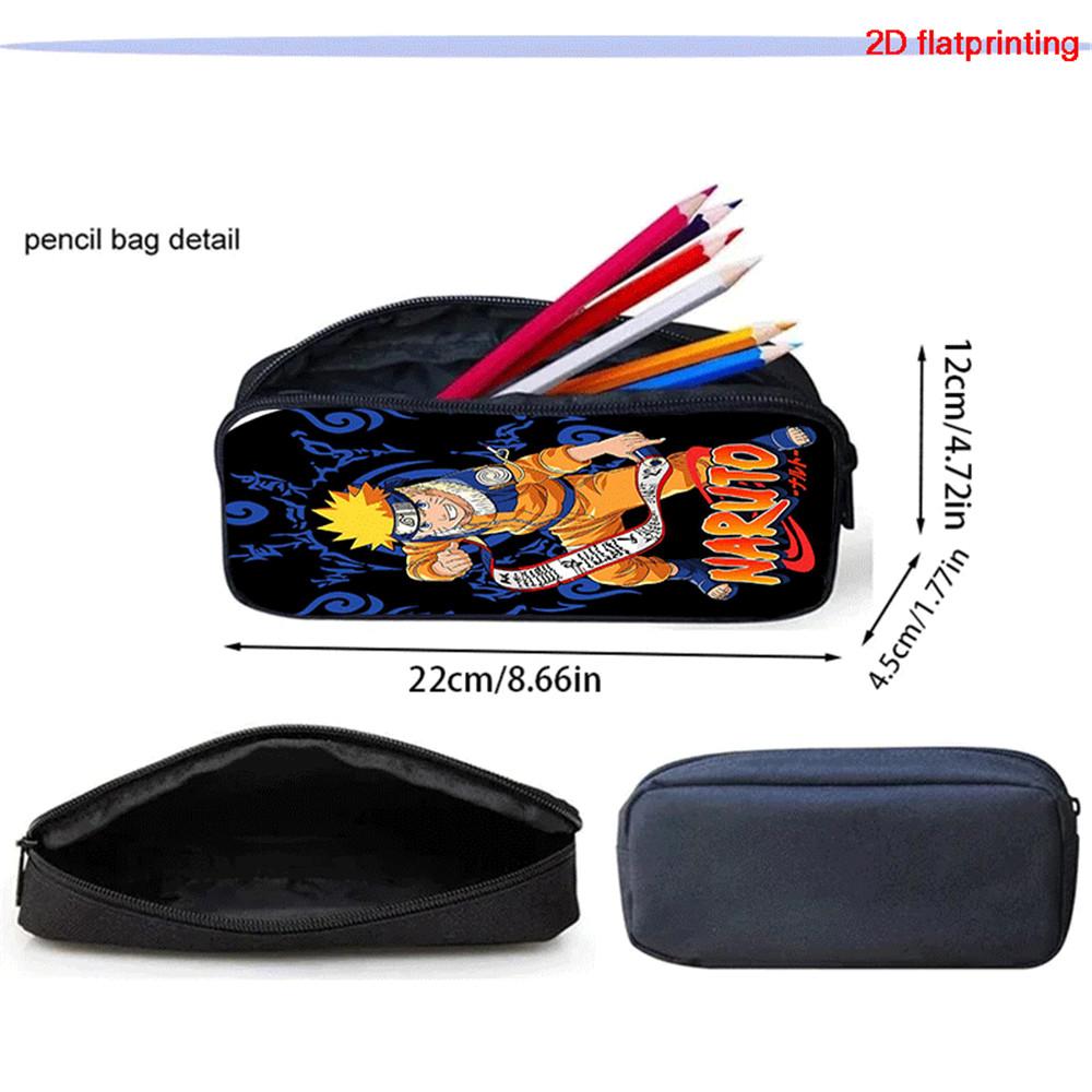 2Pcs Set NARUTO Kids Mochila Backpack With Front Pocket&Pencil Bag,Lightweight Durable,School Daily Use,For Boys Girls Age 6-12.