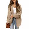 Women's Chunky Knit Cardigan with Lantern Sleeves - Cozy Autumn & Winter Boutique Style