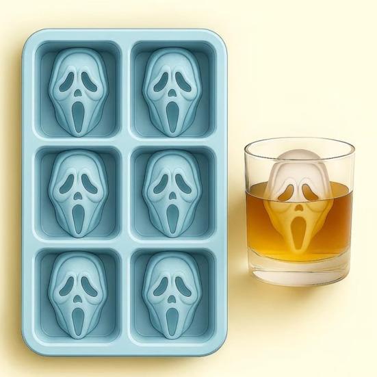 Halloween Skeleton Ice Cube Mold Food Grade Silicone Creepy Screaming Mold Haunted Drink Accessories
