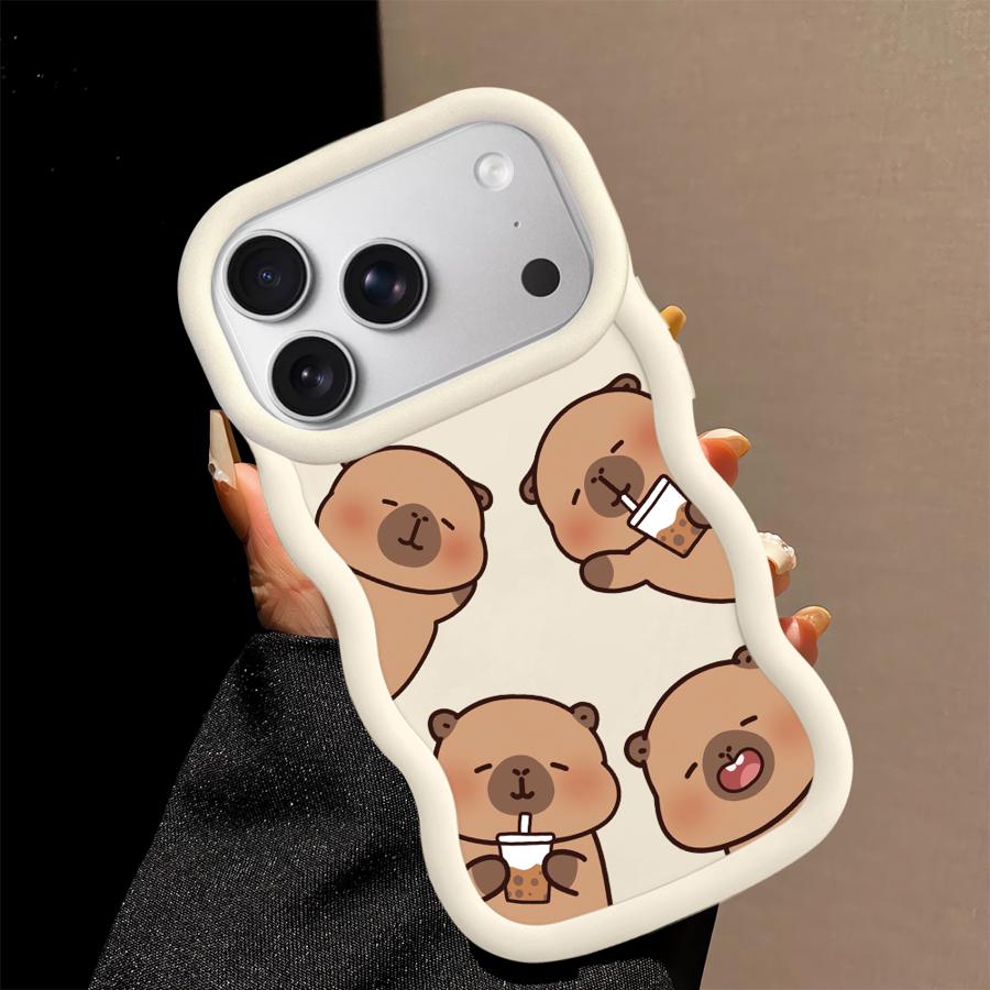 Case for iPhone XR 14 16 Pro Max 12 17 Air 13 11 15 Plus 8 Soft Phone Cover Cute Cartoon Capybara