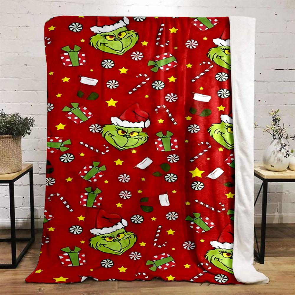 Christmas Grinch Patterned Blanket Design Patterned flannel blanket perfect for the bedroom living room, sofa, or a little nap