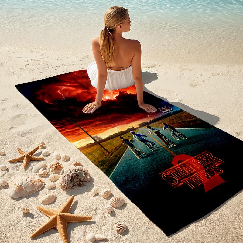 Halloween horror thriller theme Stranger Things soft beach towel outdoor camping vacation swinging beach scarf decorative blanket B2
