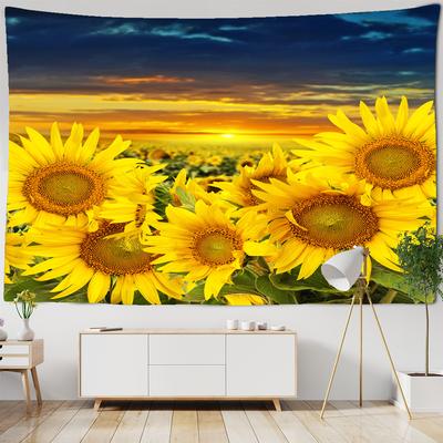 Tapiz de Flor de Girasol Colgante de Pared Tela Impresión 3D Toalla de Playa Paisaje Floral Alfombra de Pared Esterilla de Yoga Decoración del Hogar Tapices