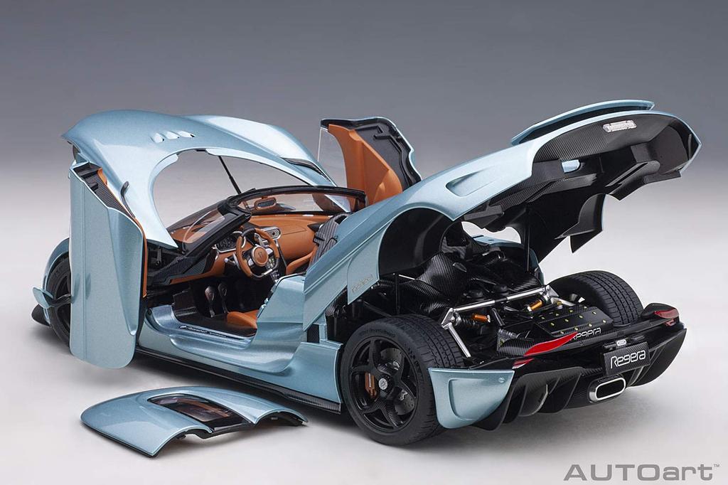 AUTOart 1/18 Scale Koenigsegg Regera Metallic Light Blue Finished Model 79028