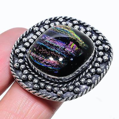 Natural Dicorich Glass Gemstone 925 Sterling Silver Gift Ring Size 6.5 s4E57