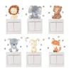 6 pièces/ensemble Autocollants muraux Animaux de dessin animé pour chambre d'enfant, décoration de chambre de bébé, autocollants d'interrupteur, décalcomanies murales pour chambre d'enfant, crèche