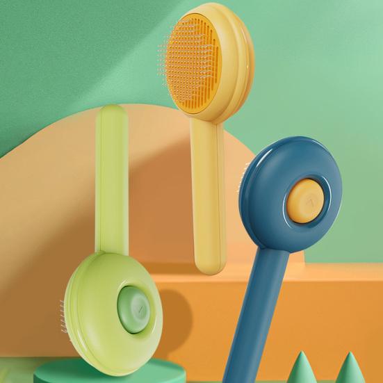 

Расческа для домашних животных с плотной щетиной, профессиональная мягкая самоочищающаяся щетка для ухода за домашними животными для собак