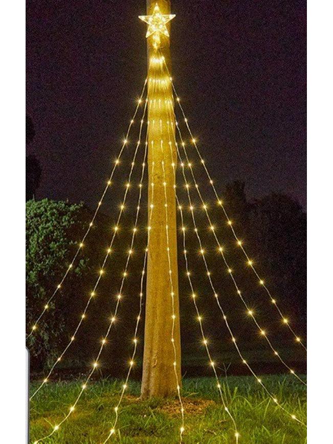 Outdoor Waterproof Christmas Tree Fairy Lights - Leather String Waterfall & Courtyard Decor